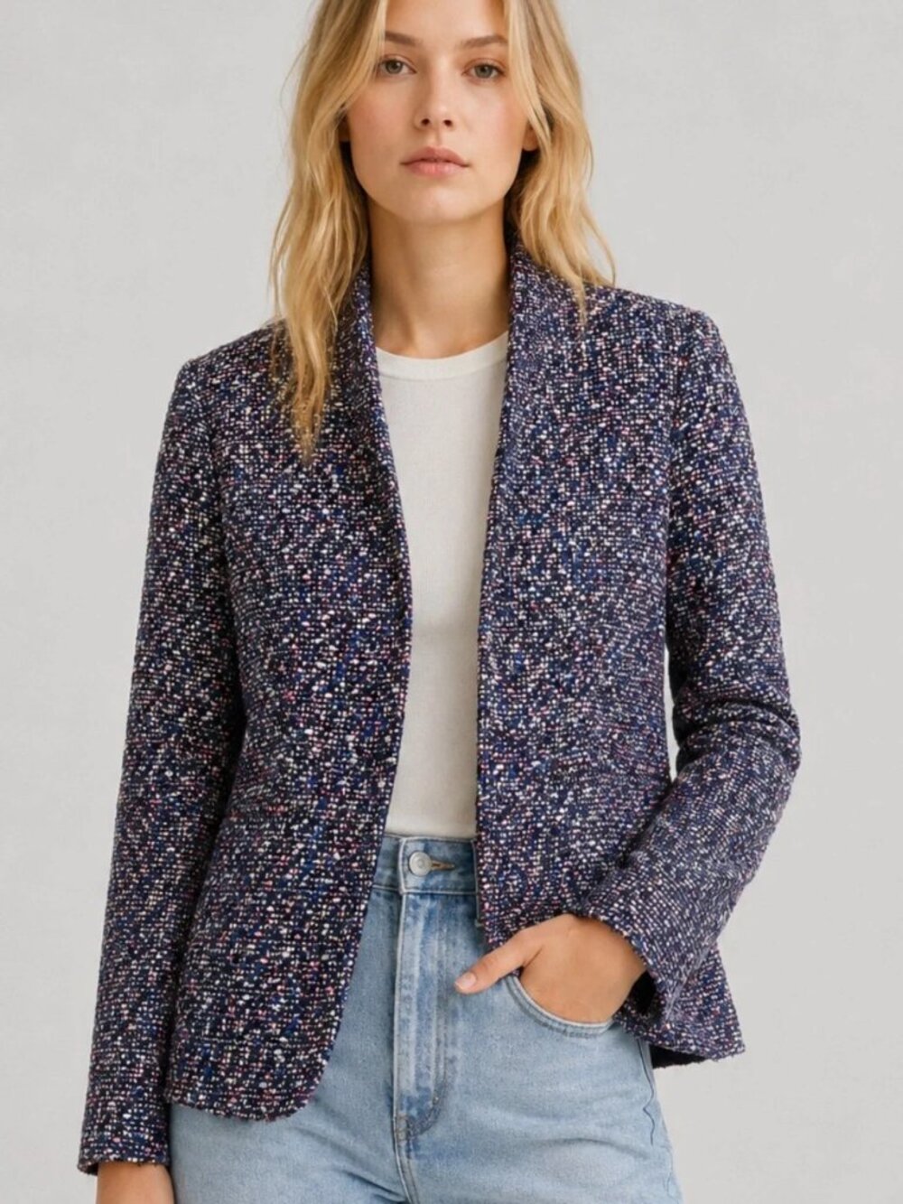 J Crew Going out blazer pink confetti tweed AE929 Size 6 Excellent Condition